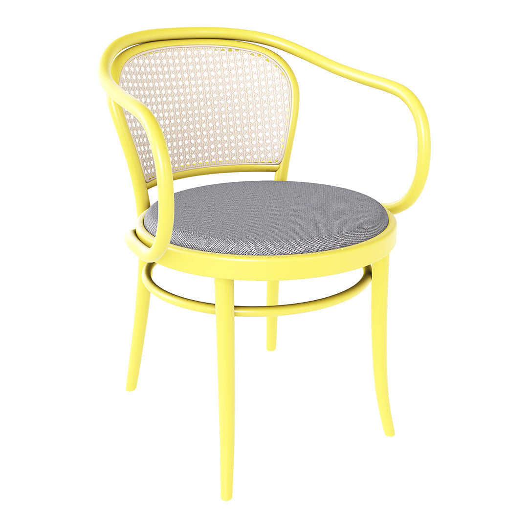 Armchair 33 - Cane Back & Seat Upholstered - Beech Pigment Frame