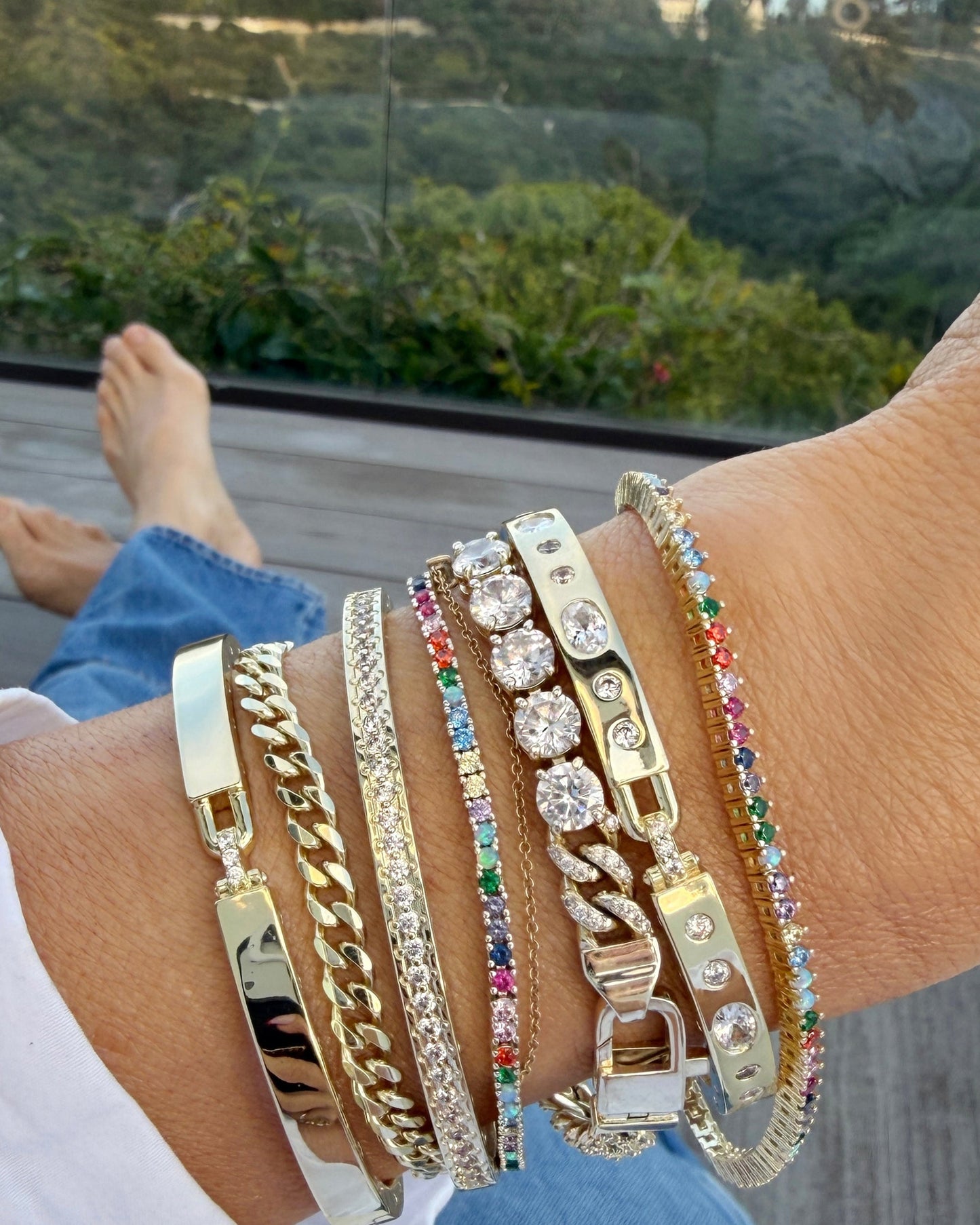 Heiress Tennis Bracelet 2mm - Gold|Multi Stone