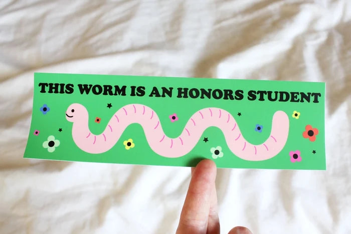 Honor Student Worm Bumper Sticker