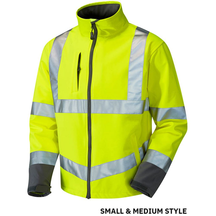 Leo Workwear Buckland Yellow EcoViz Hi Vis Softshell Jacket (3L)
