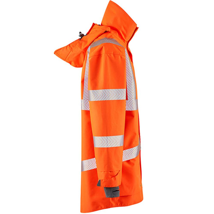 Leo Workwear Clovelly Rail Orange EcoViz 15K Performance+ Waterproof Breathable Executive Hi Vis Jacket