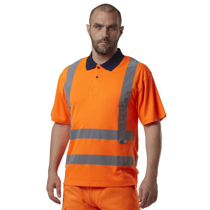 Leo Workwear Croyde Orange Comfort EcoViz Hi Vis Polo Shirt