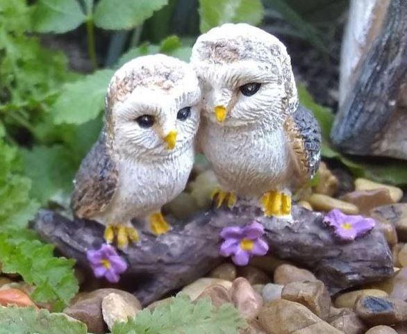 Miniature Pair of Cozy Owls