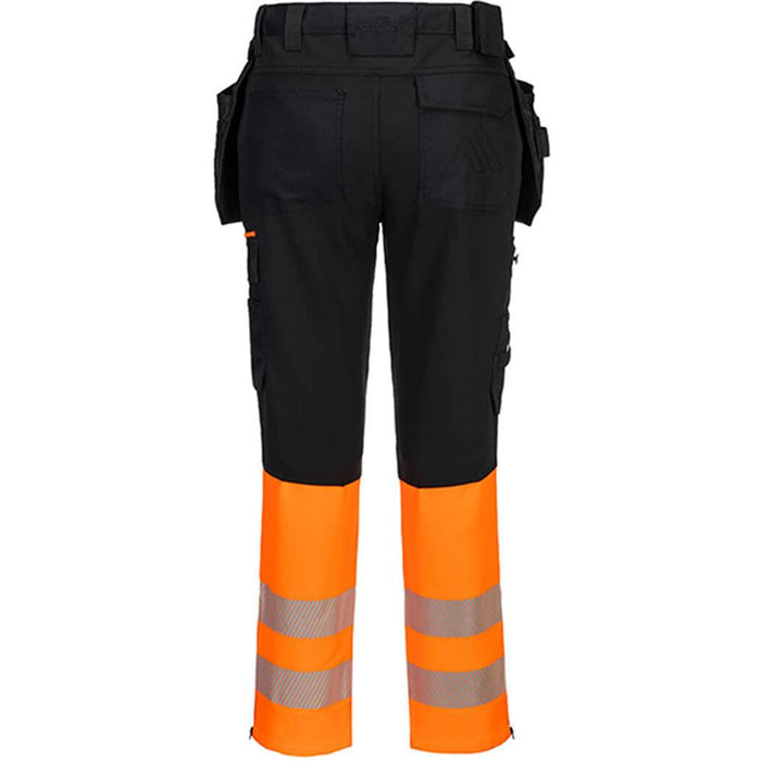 Portwest DX457 DX4 Orange/Black Class 1 Stretch Detachable Holster Pocket Hi Vis Craft Trouser