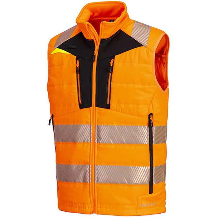Portwest DX479 DX4 Orange Mesh Lined Padded Hi Vis Softshell Bodywarmer