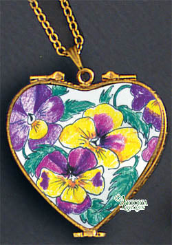 SKU# 8937 - Pendant Necklace - Heart: Pansy -