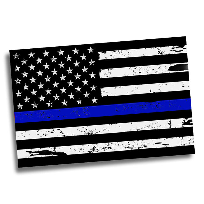 Thin Blue Line Distressed American Flag for Law Enforcement Poster 24x36 or 11x17