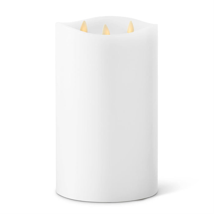 White Wax Luminara 3 Flame Indoor Pillar