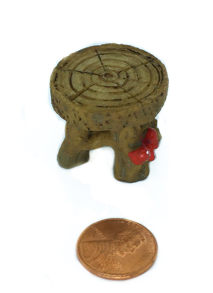 Wood Chair or Stool with Red Mushrooms, Miniature Wood Furniture Choice, Fairy Garden Accessory