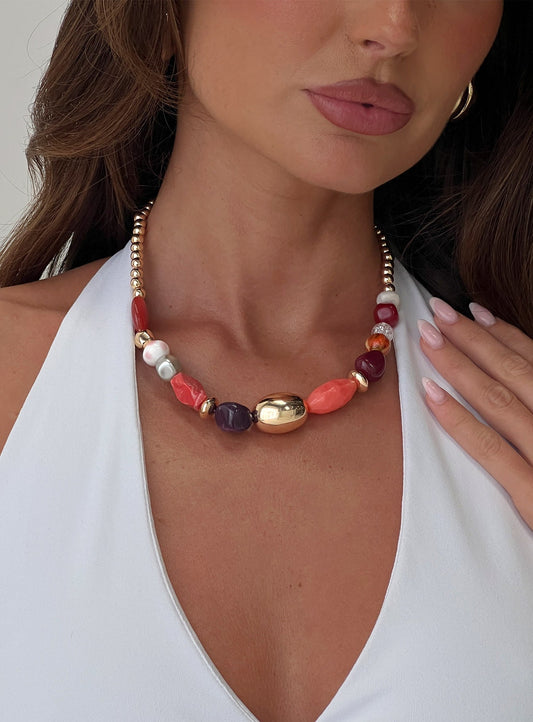 Andorra Gemstone Necklace Gold