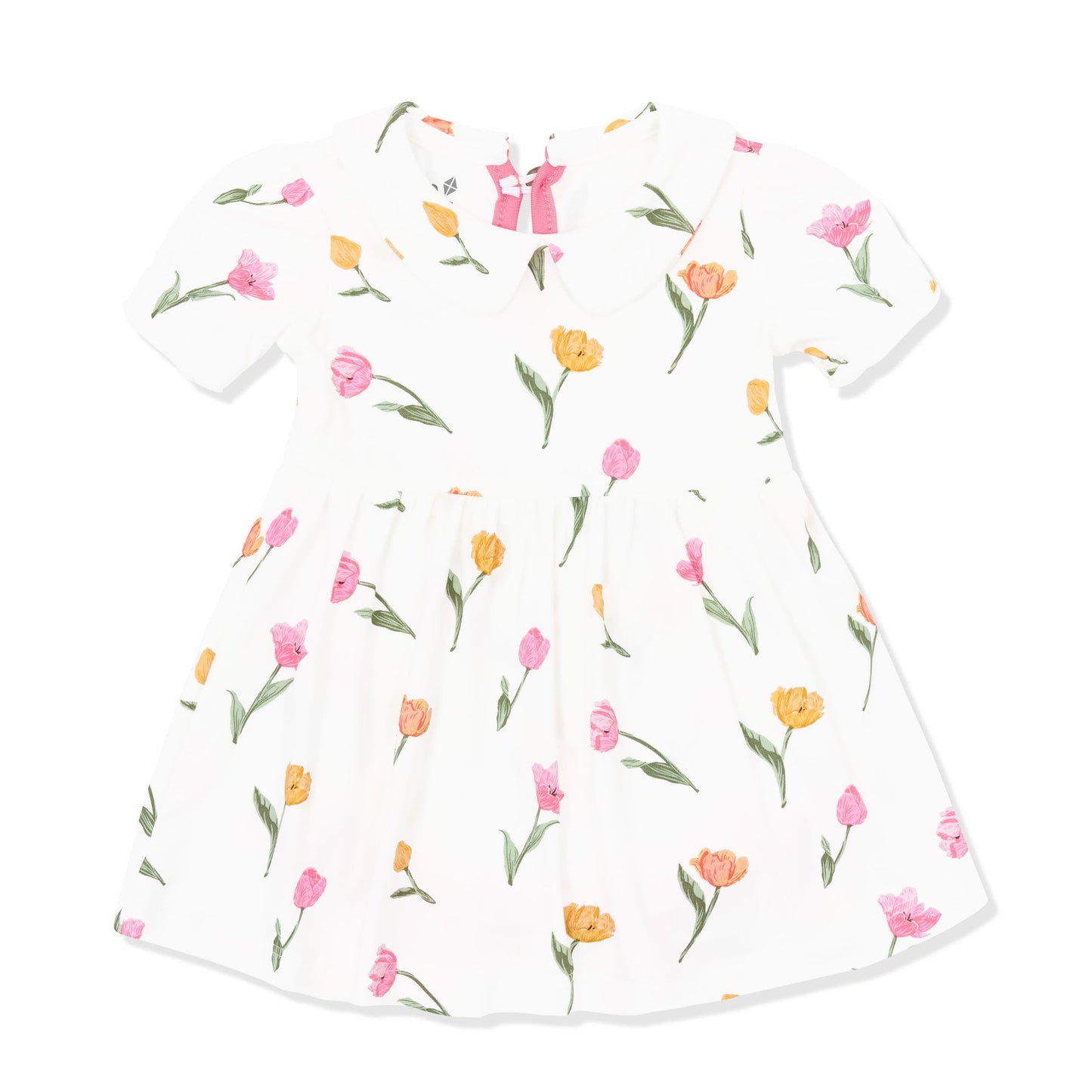 Peter Pan Collar Bodysuit Dress in Tulip