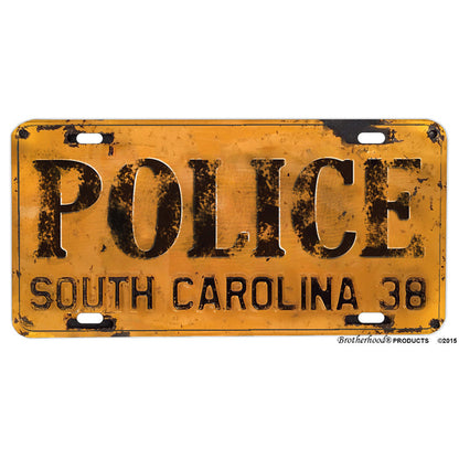1938 South Carolina Police Reproduction Aluminum License Plate