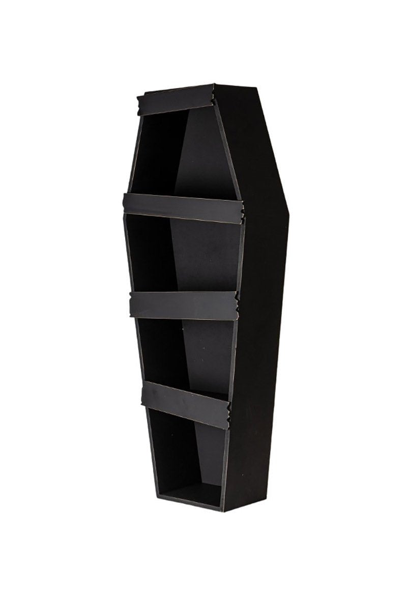 30" Distressed Haunted House Coffin Display Shelf
