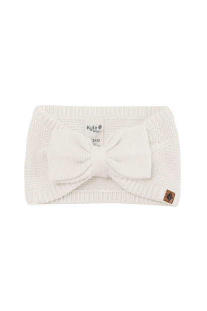Chunky Knit Bow Headband in Oat