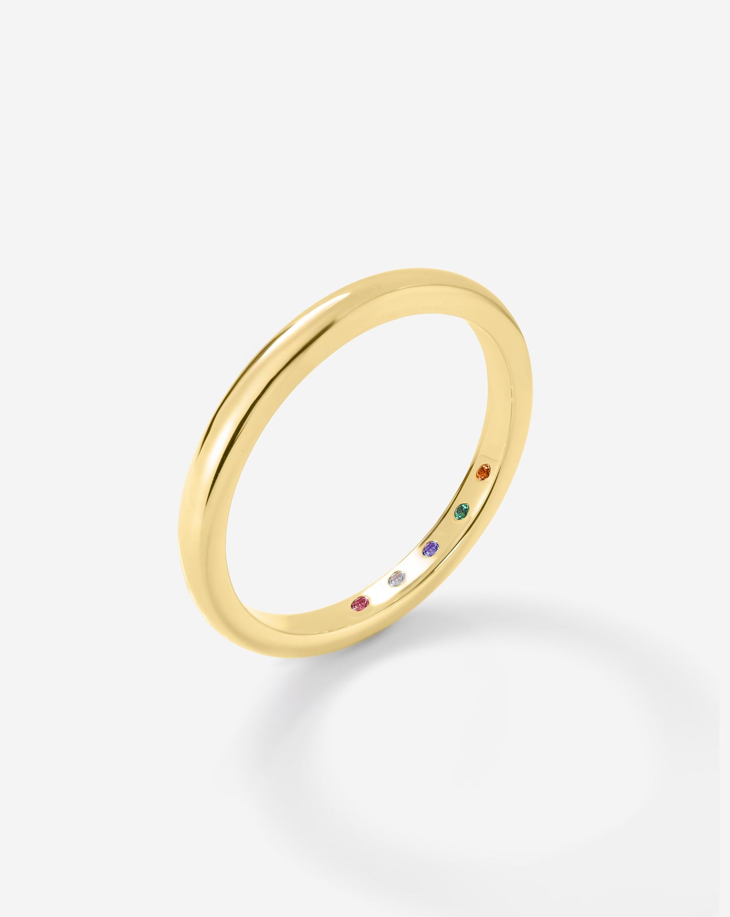 2 mm Classic Gold Band with Birthstone