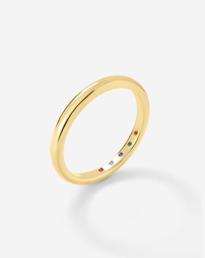 2 mm Classic Gold Band with Birthstone