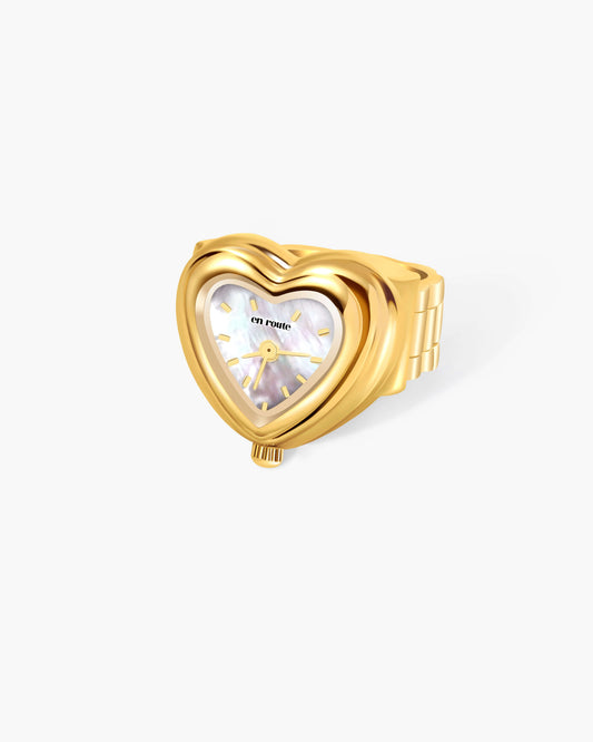 City Heart Watch Ring in Gold