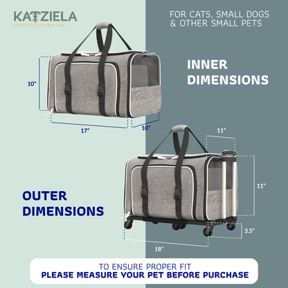 Katziela - Katziela Rolling Rover Airline Compliant Expandable Wheeled Pet Carrier