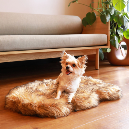 Paw Brands - PupRug by Paw.com™ Faux Fur Orthopedic Dog Bed - Curve Sable Tan
