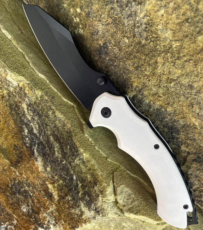 G. Sears Style Blade Spring Assisted Knife - White - AnyTime Blades