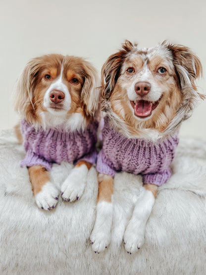 Pet Cable Knit Sweater - Lavender