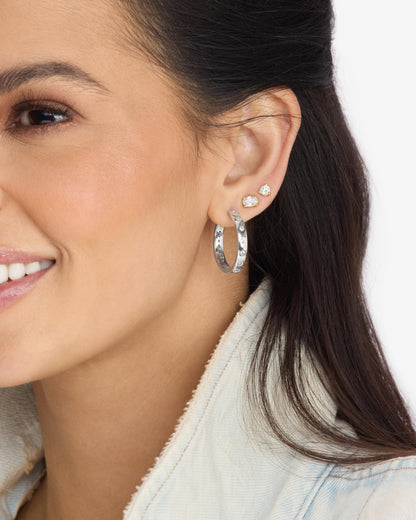 Ashley Infinity Reversible Hoops 1" - Silver|White Diamondettes