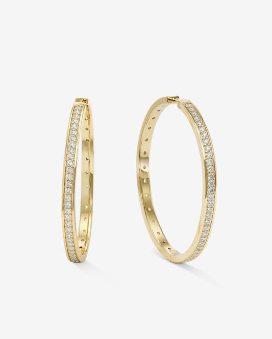 Ashley Infinity Reversible Hoops 2" - Gold|White Diamondettes