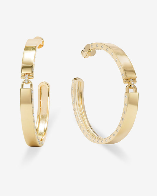 Ashley Lock Hoops 2" - Gold|White Diamondettes