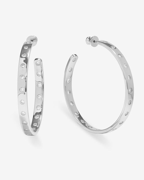 Ashley Rodeo Hoops 2" - Silver|White Diamondettes