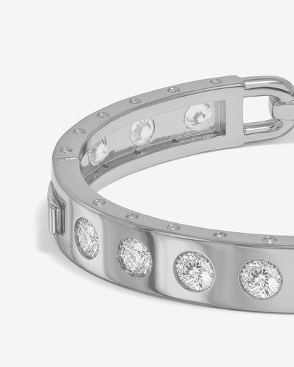 Ashley Rodeo Lock Cuff 9mm - Silver|White Diamondettes