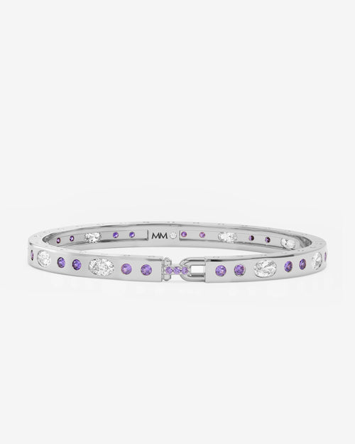 Ashley Sunset Lock Cuff 6mm - Silver|Lavender Amethyst