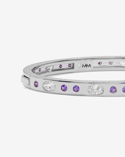 Ashley Sunset Lock Cuff 6mm - Silver|Lavender Amethyst