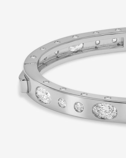 Ashley Sunset Lock Cuff 6mm - Silver|White Diamondettes