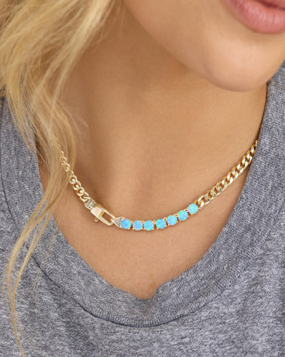 Julian Loves Opals Necklace 5mm - Gold|Blue Opal