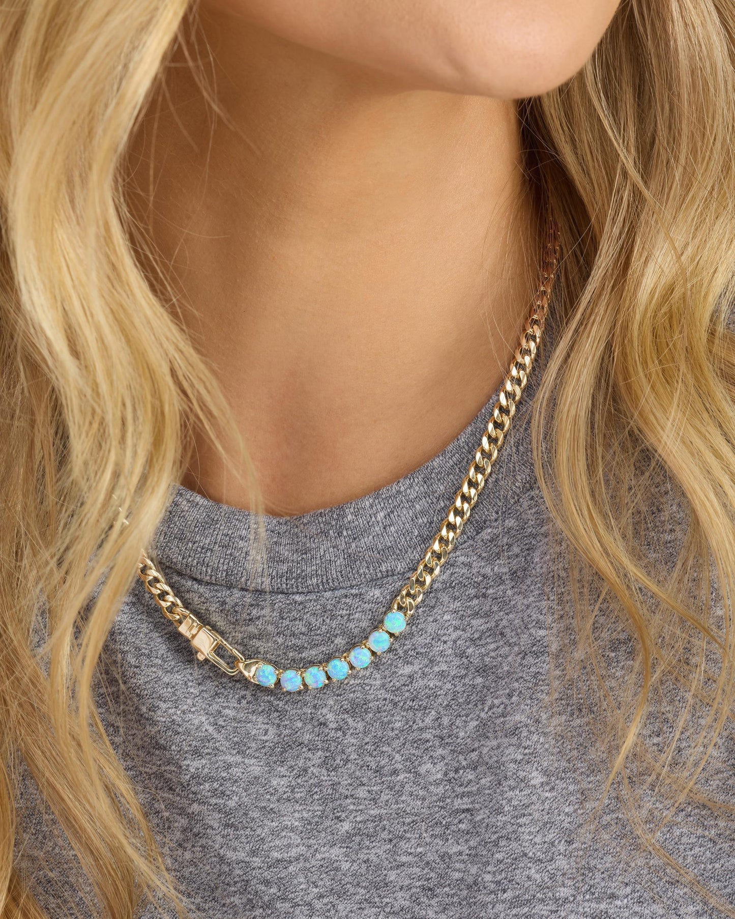 Julian Loves Opals Necklace 5mm - Gold|Blue Opal