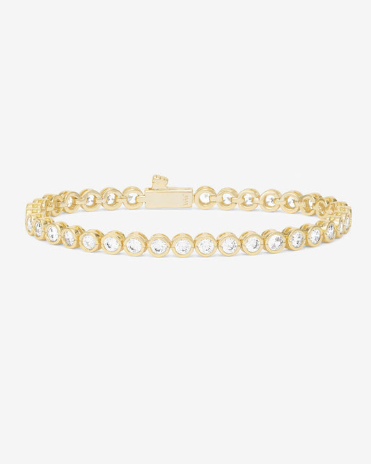 Baroness Tennis Bracelet 3mm - Gold|White Diamondettes