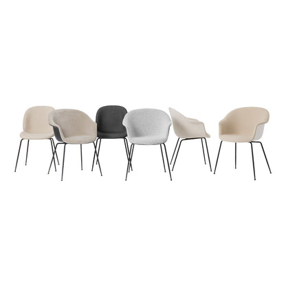 Bat Dining Chair - Black Matt Conic Base - Front Upholstered