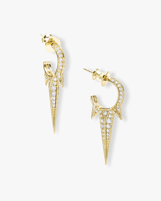 Gabriella Pavé Triple Spike Earrings - Gold|White Diamondettes