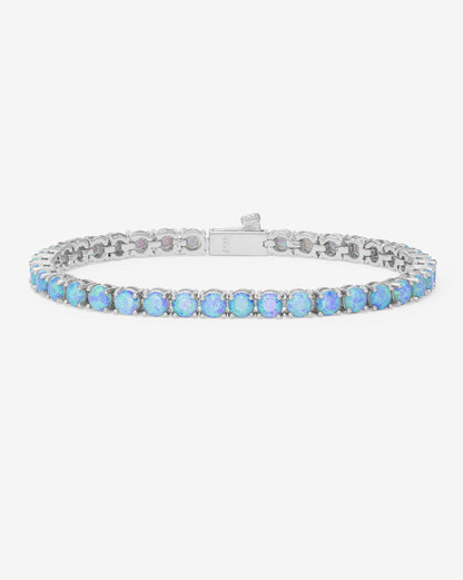 Grand Heiress Tennis Bracelet 4mm - Silver|Blue Opal
