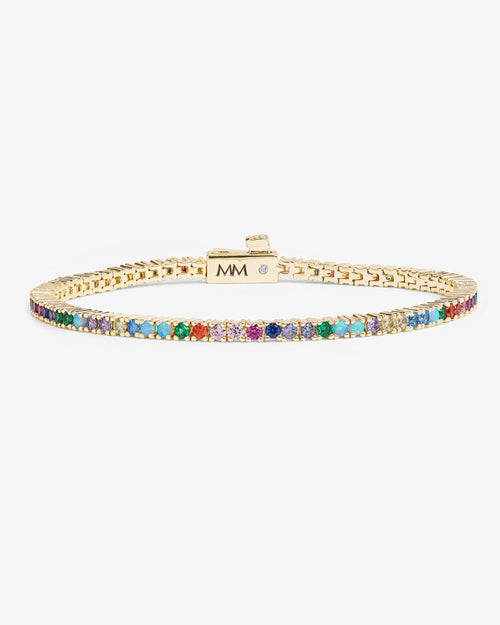 Heiress Tennis Bracelet 2mm - Gold|Multi Stone
