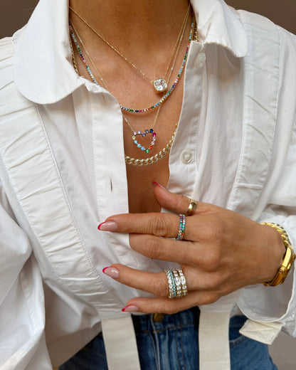 She's an Icon Small Heart Necklace - Gold|Multi Stone