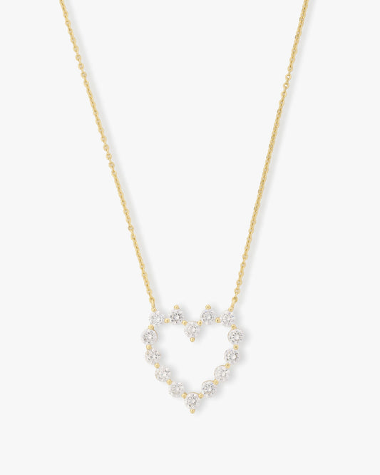 She's an Icon Small Heart Necklace - Gold|White Diamondettes