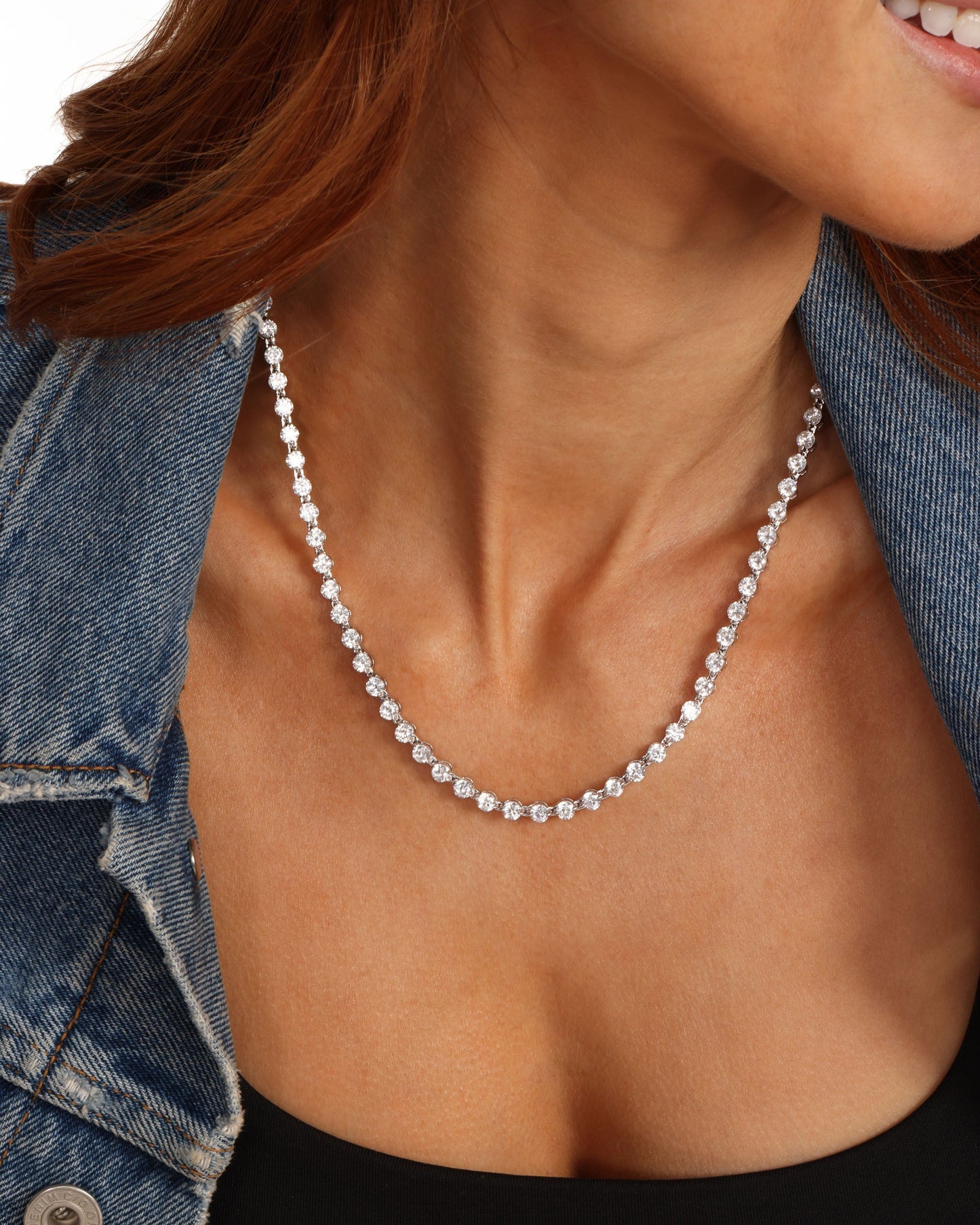 She's an Icon Tennis Necklace 4mm - Silver|White Diamondettes