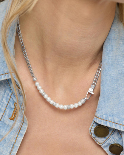 Julian Loves Pearls Necklace 5mm - Silver