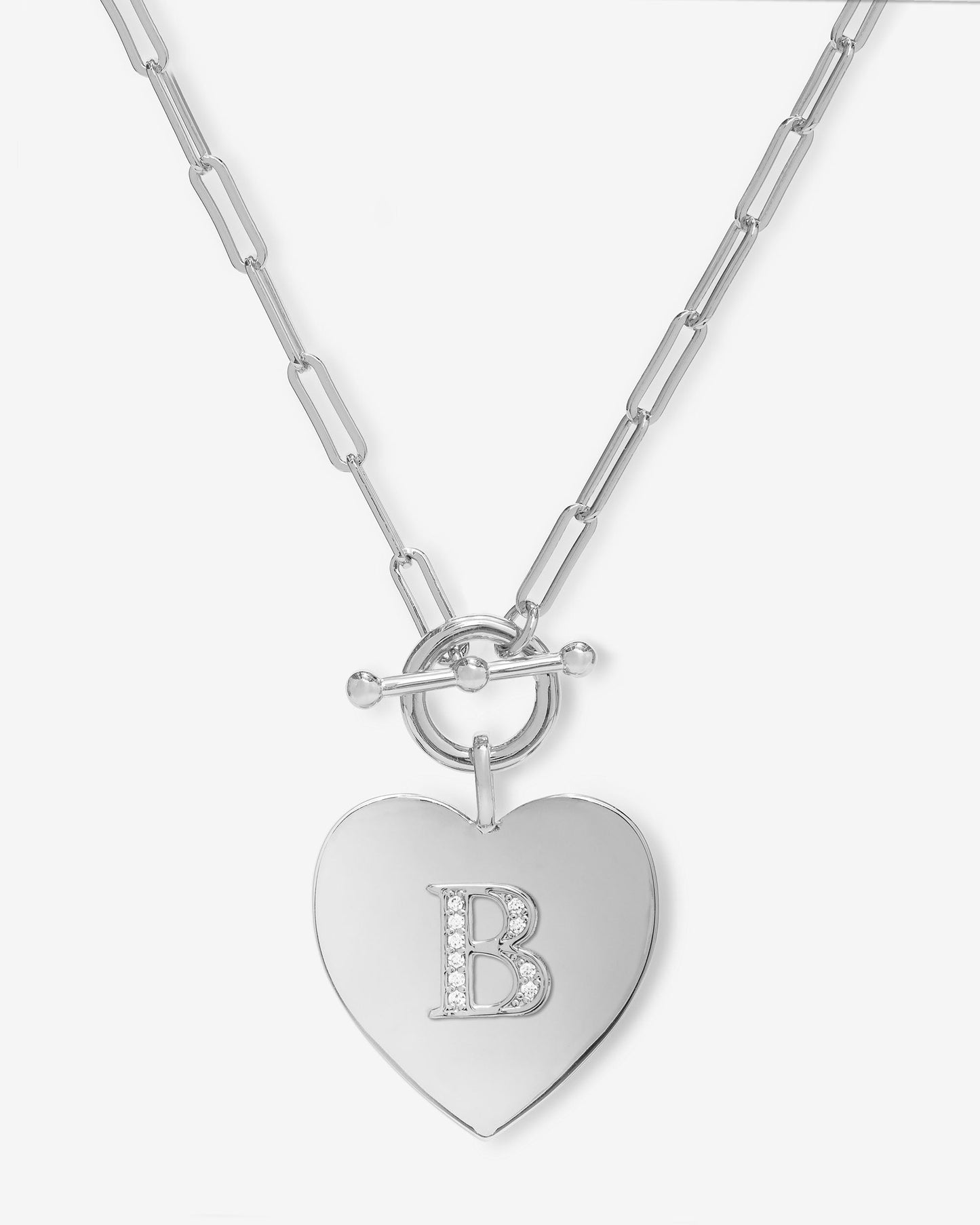 Love Letters Heart Necklace - Silver|White Diamondettes