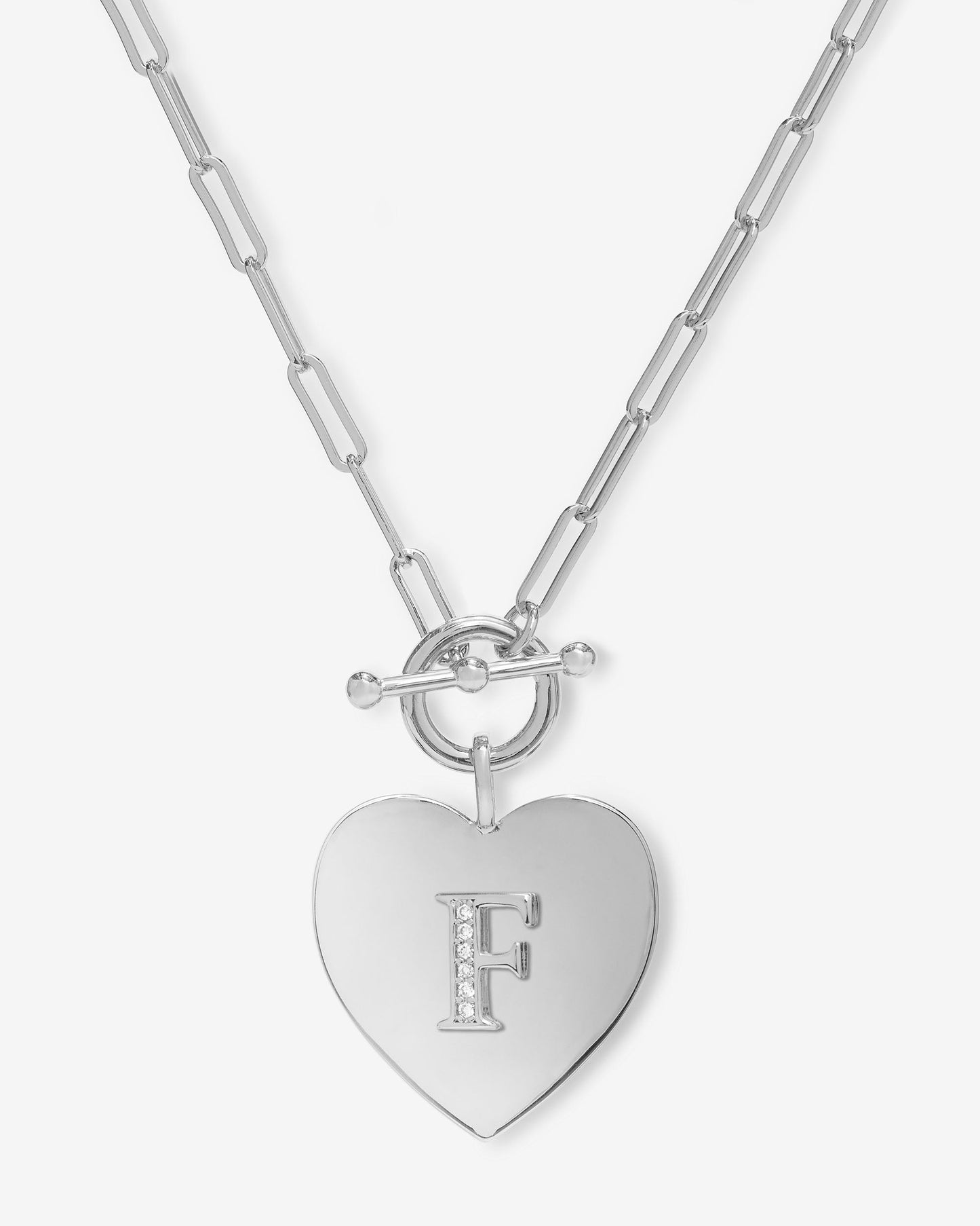Love Letters Heart Necklace - Silver|White Diamondettes