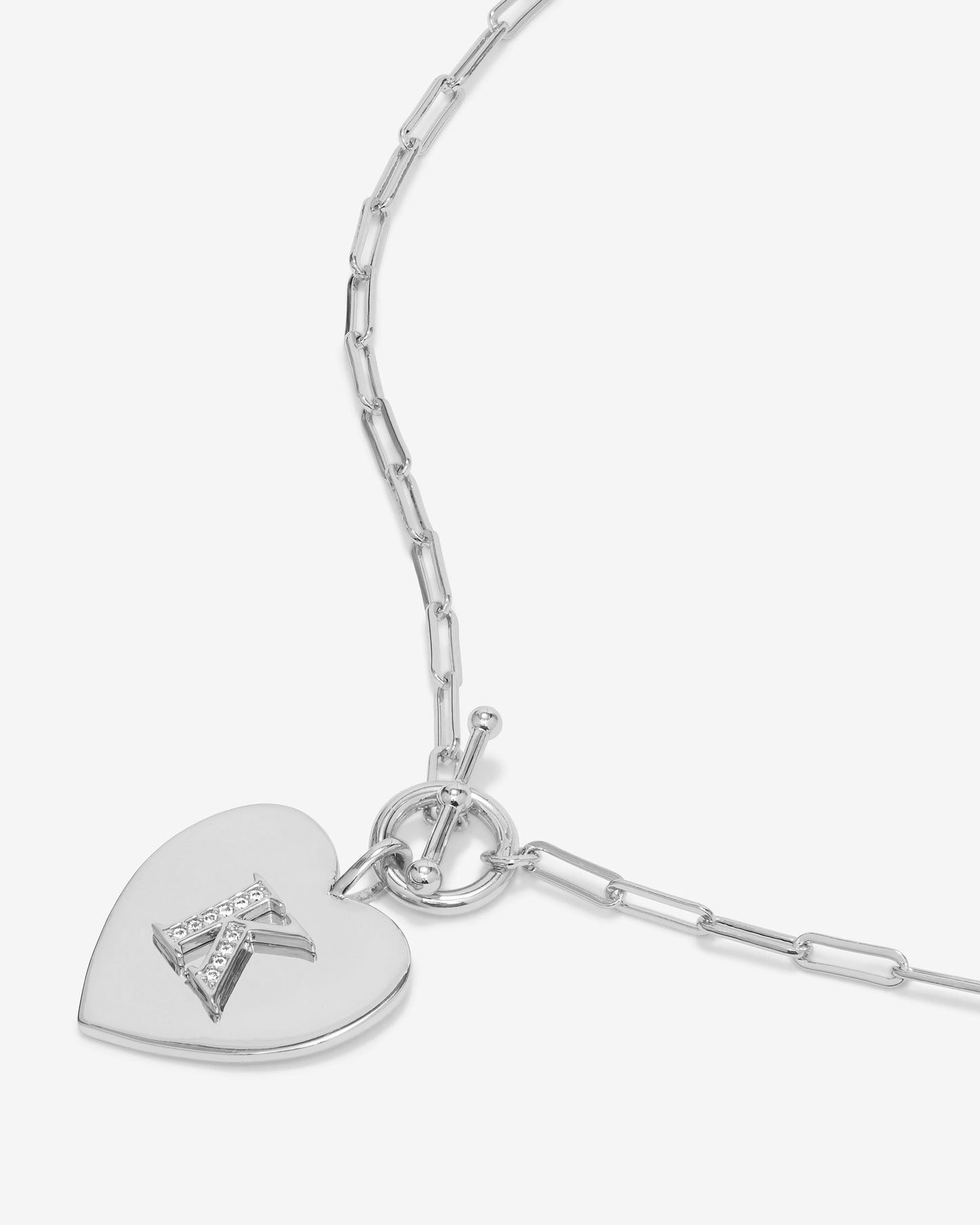 Love Letters Heart Necklace - Silver|White Diamondettes