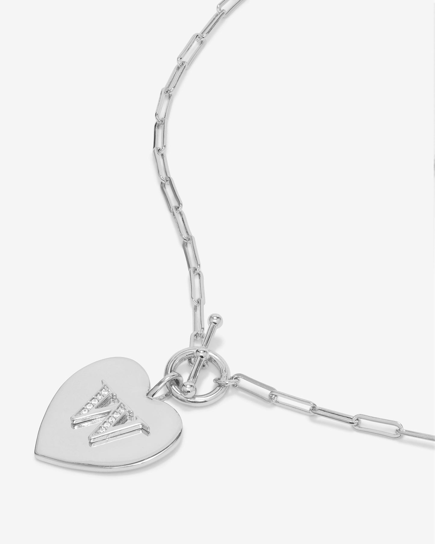Love Letters Heart Necklace - Silver|White Diamondettes