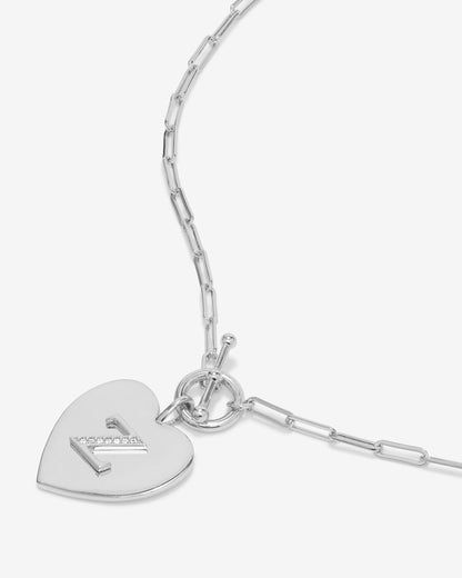 Love Letters Heart Necklace - Silver|White Diamondettes