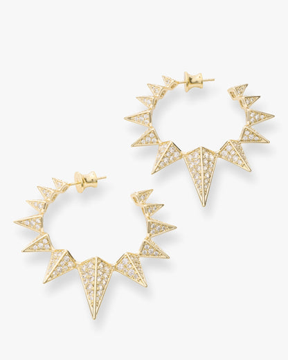 Mama Gabriella Pavé Spiked Hoops - Gold|White Diamondettes